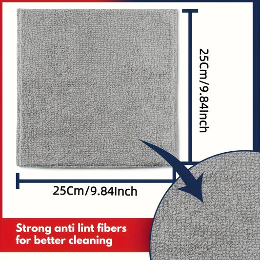 20-Pack Microfiber Cleaning Cloths for Kitchen, Ultra-Soft & Absorbent, Light Gray Square Towels - Machine Washable, Stain-Removing for Glass, Countertops, Dishes & More