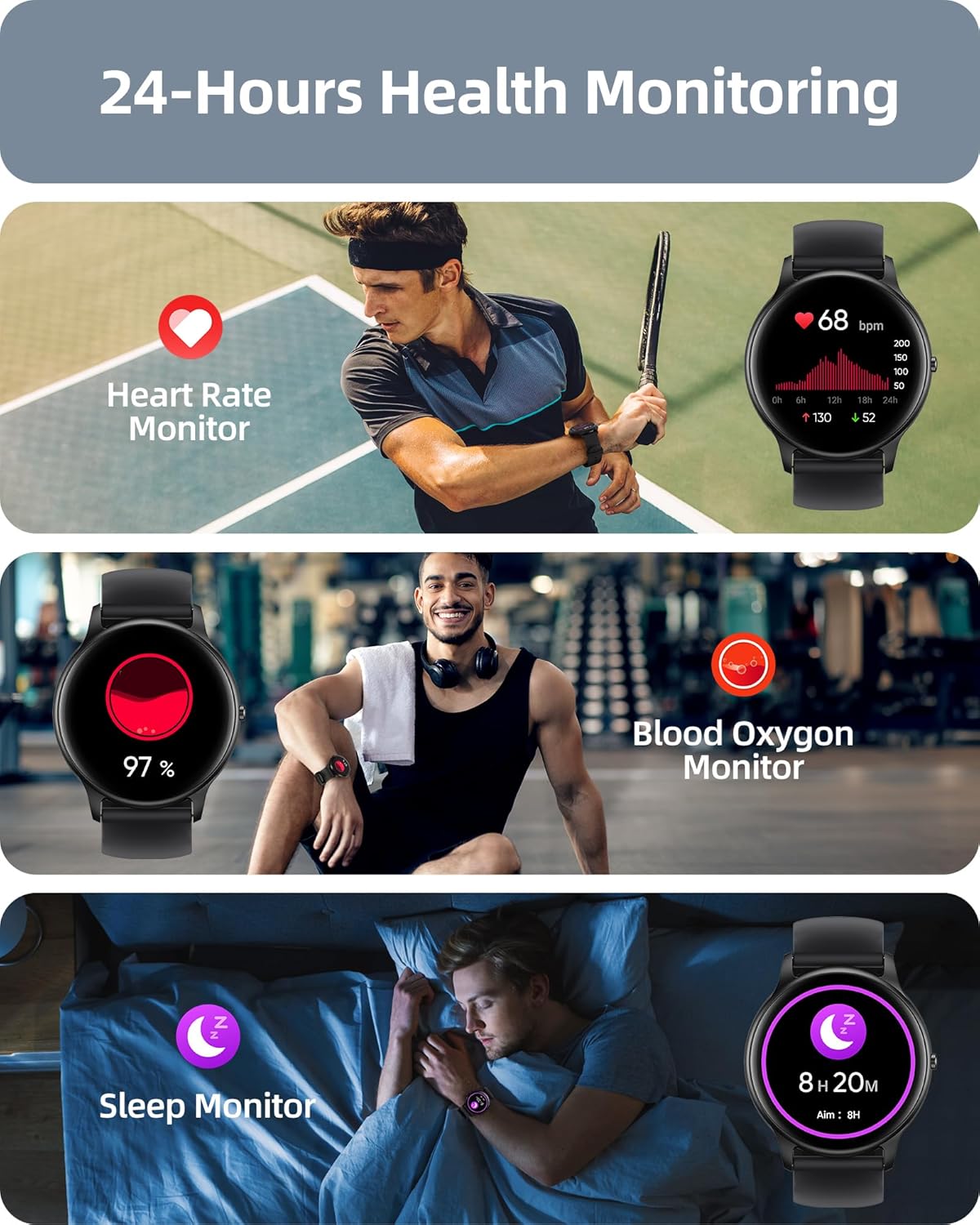 Round Smart Watch - HD Amoled Display Slim Smart Watch For Android/IOS