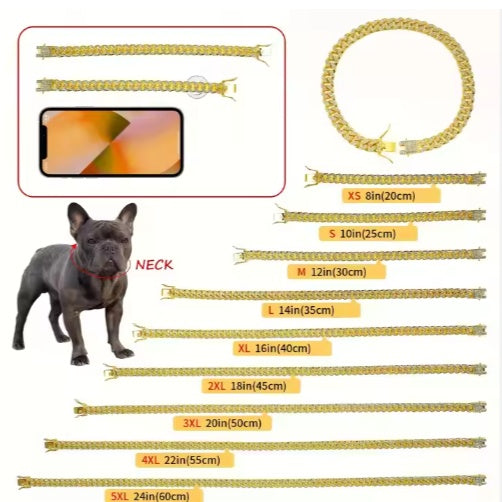 Dog Chain Sparkling Diamond Secure Metal Chain Choker For Dogs And Cats