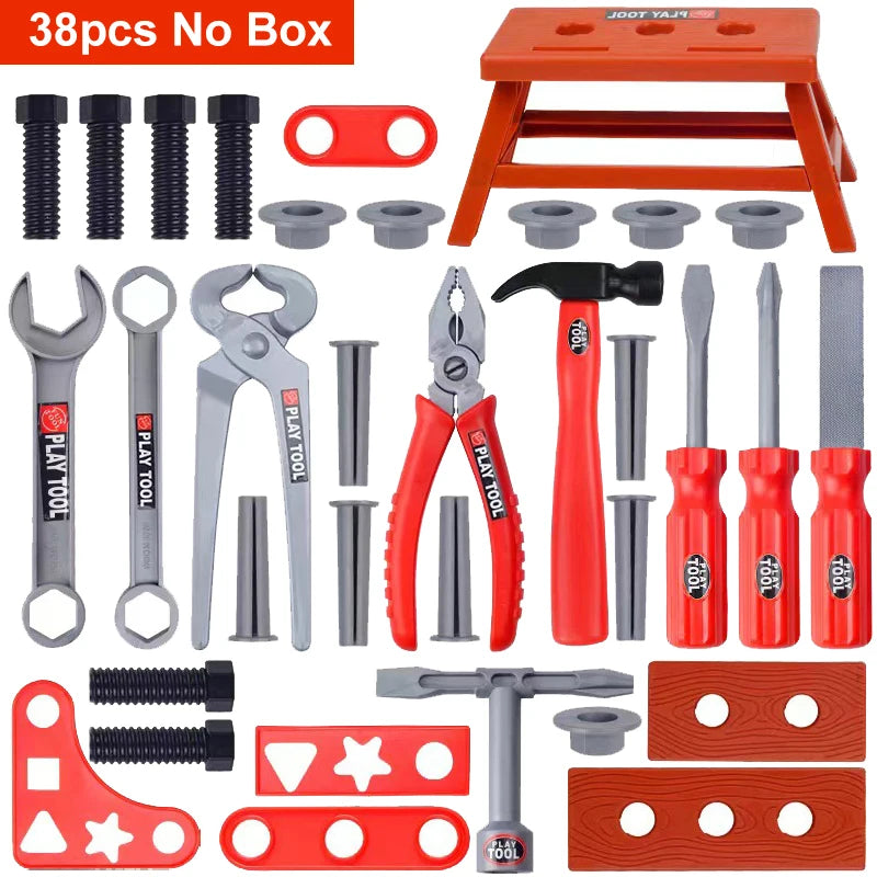 Children's Tool Set with Electric Toy Drill Kids Power Construction Toy Pretend Play Toy Tools Kit for Toddler Boys Girls Child