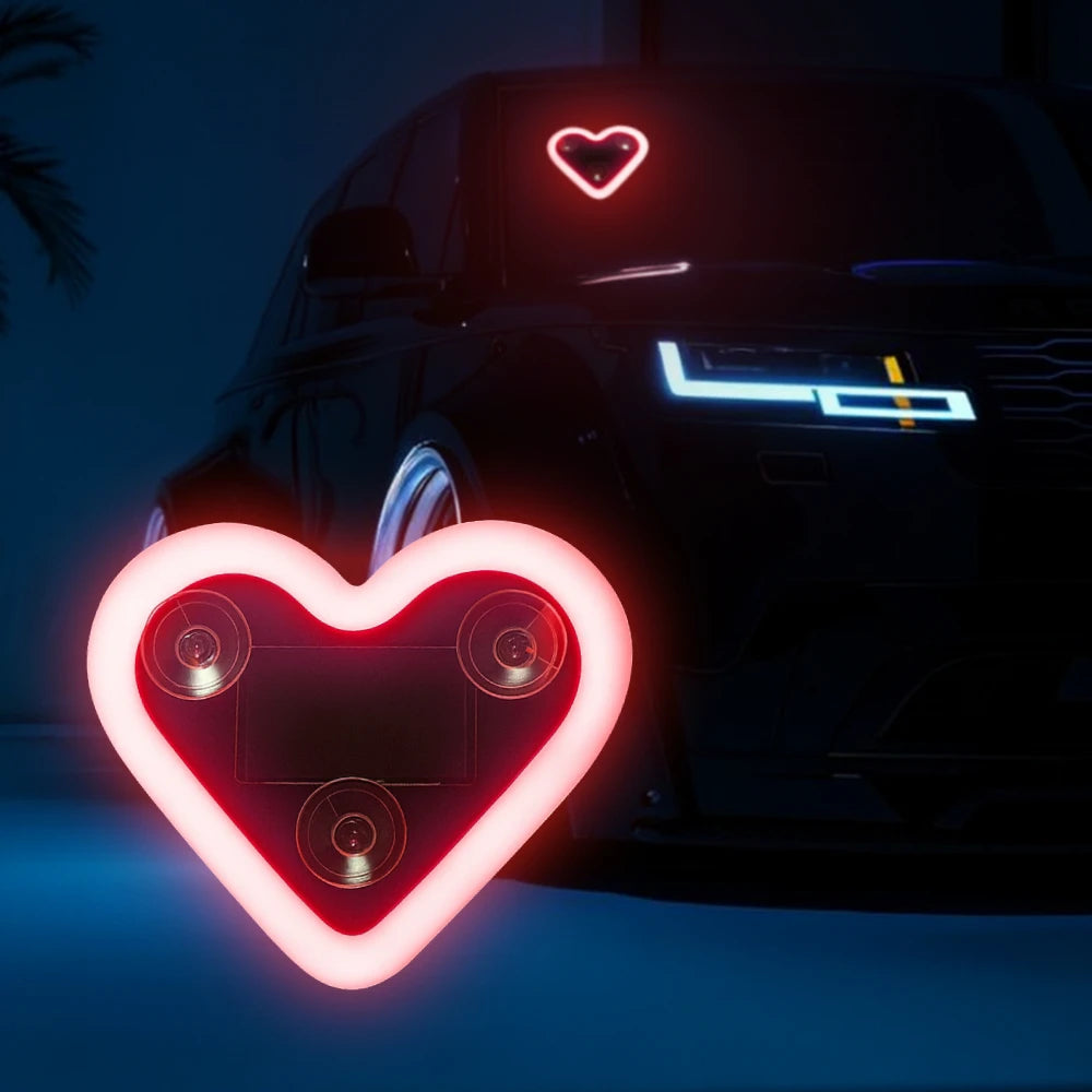 Heart Shape LED Light Solar-Powered Accent Ambient USB Charge Valentines Day Christmas New Year Gift Idea Car Interior Decor
