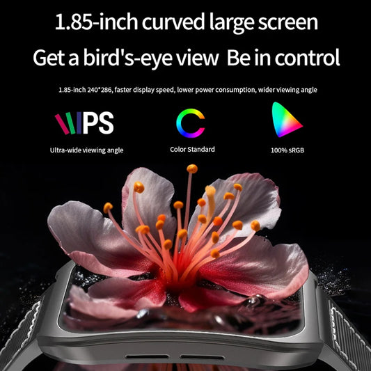 2025 NEW Smart Watch 1.85''Curved Screen BT5.4 Wireless Call Music Control Heart Rate/Sleep Monitoring Remote Camera for Men