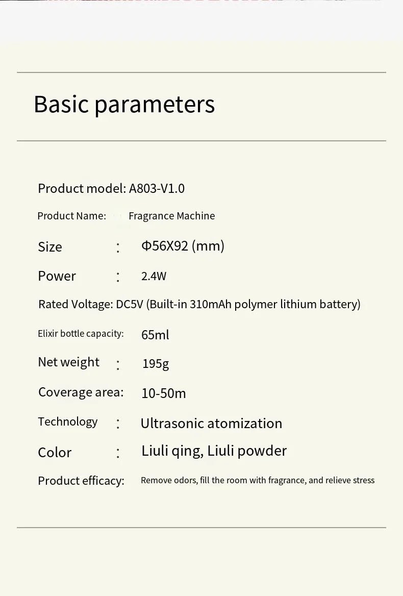 Car Air Freshener USB Rechargeable Essential Oil Diffuser Room Fragrance Diffuser Cool Mist Humidifier Auto Mini Scent Machine