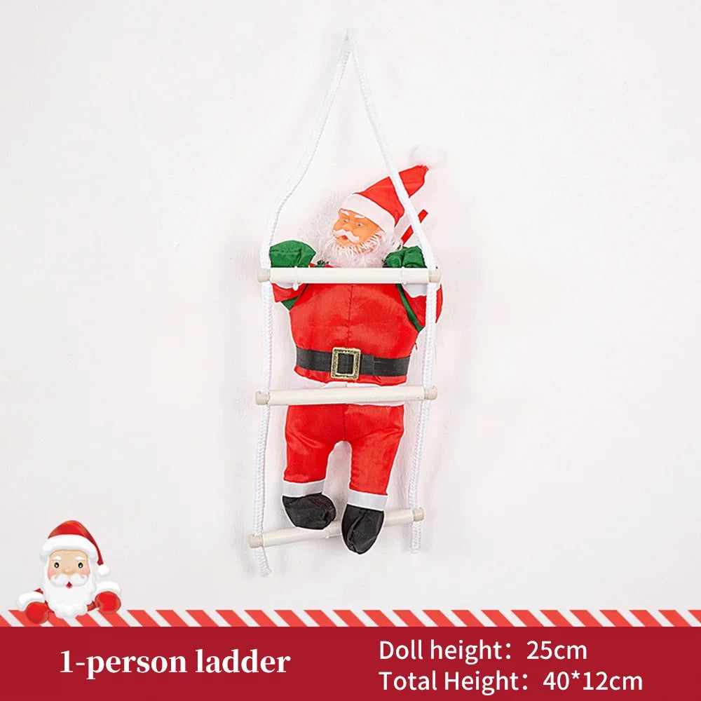 1/2Set 25cm Santa Claus Climbing Ladder Doll Ornament Christmas Tree Hanging Decors Pendant Xmas Home Decoration New Year Gifts
