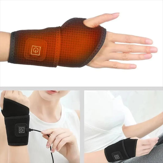 2026 Electrically heated wrist brace with adjustable and breathable black strap for sports and hand joint protection tools USB