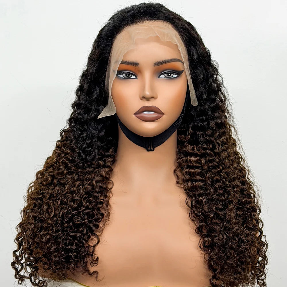 24 inch Full Water Wave Human Hair Wig 100% Human Hair 300% Density 13x4 Lace Frontal Front Curly Human Hair Wig for Black Women