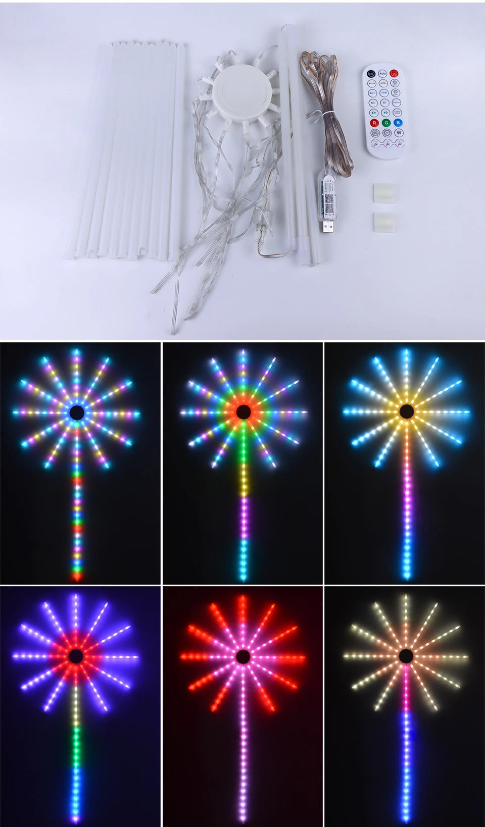 Bluetooth Fireworks Light, USB LED String Light,RGBIC Fairy Lights Garland for Outdoor Garden Bedroom Christmas New Year Decor