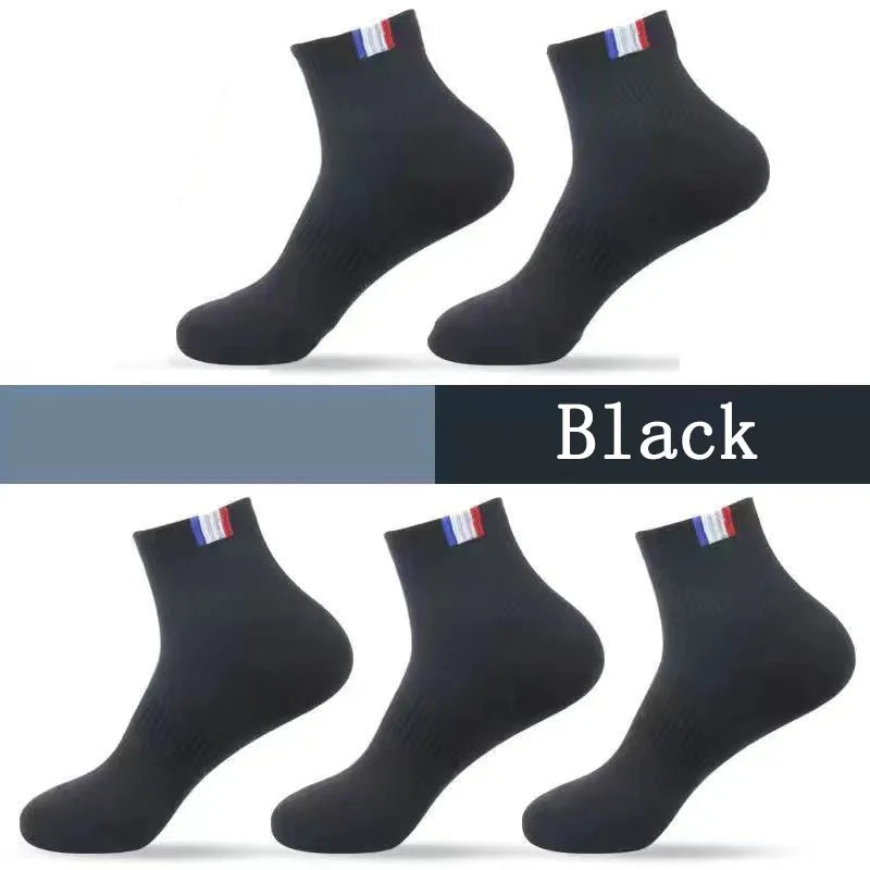 5 Pairs Socks Men Breathable Thickened Middle tube Solid Men's Spring Autumn Winter Warm White Black Sport Sock for Man Set Gift