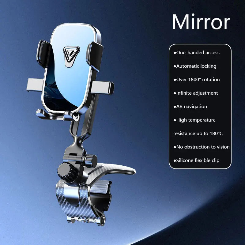 New Car Dashboard Phone Holder Gravity Crocodile Clip Automatic Locking Mirror Phone Stand Universal GPS Navigation Mount