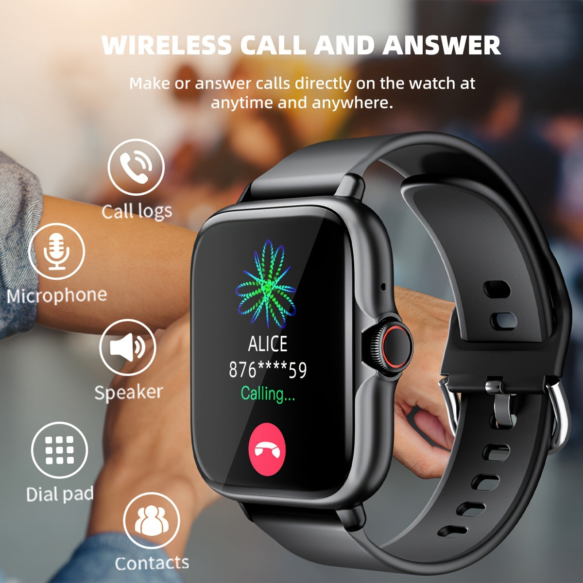 1.83'' Waterproof Smart Watch With Call & Message Answer For iPhone Android