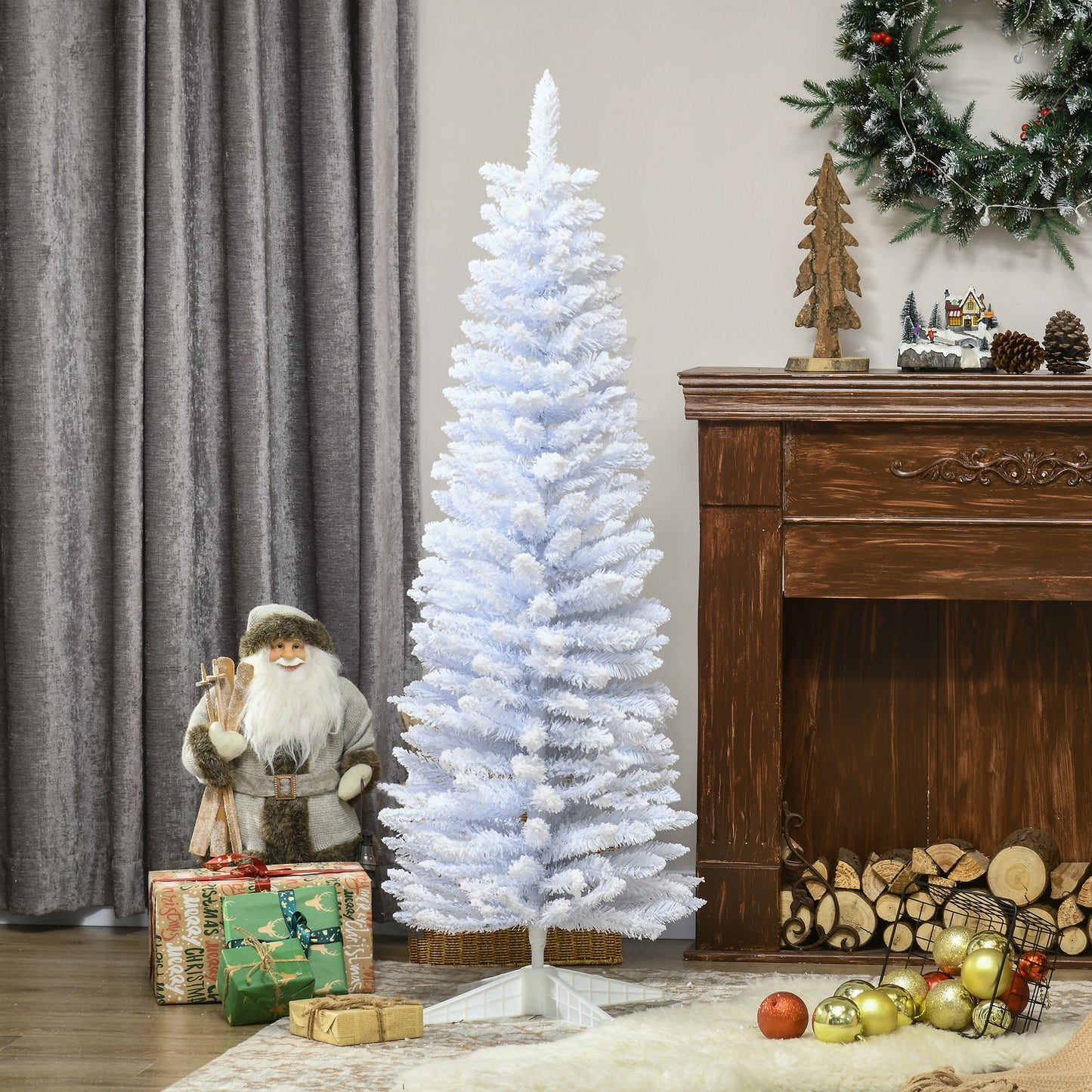 5' Snow Flocked Artificial Pencil Christmas Tree