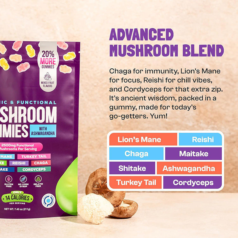 Mushroom Soft Candy Meal Supplement Nutrition Mixed Taste 80 Tablets