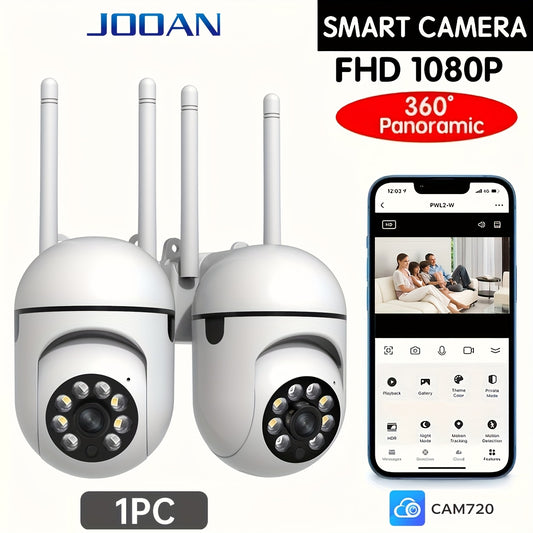 1pc Jooan Wifi Camera | 1080P Full Hd, Night Vision, 2-Way Audio, Ptz Technology, Led Lights, Cloud Storage Support, 2.4G Wi-Fi, Suitable for Indoor And Outdoor Use, Home And Office Security Camera