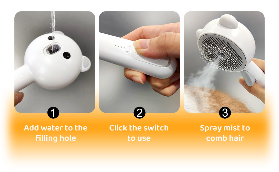 Steam Cat Brush Pro Waterproof Rechargeable Self-Cleaning Pet Grooming Hair Care Tools with Spray, Floaters Hair Removal for Dog