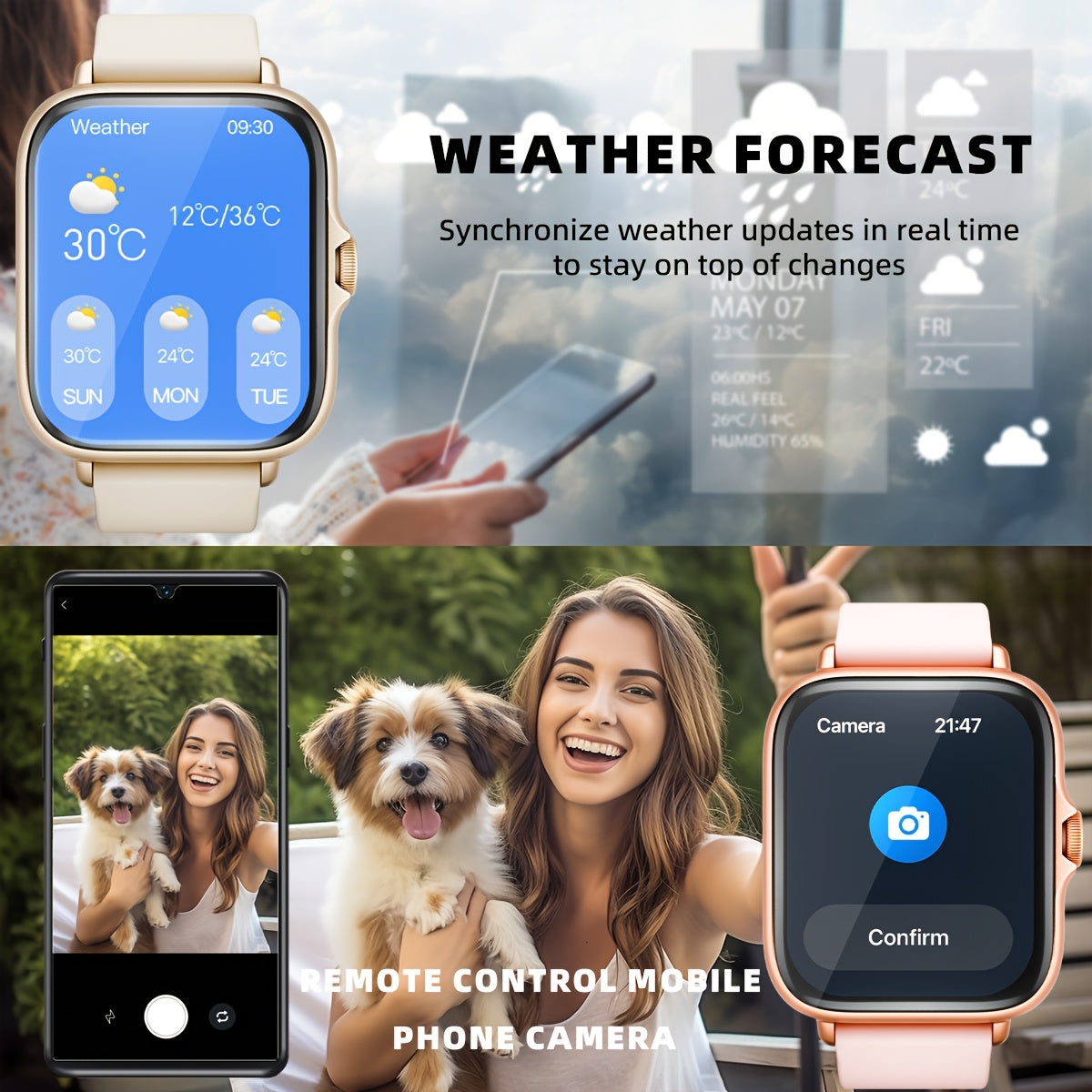 1.83'' Full Touch Screen Smart Watch • Message Alerts, Call Answering • Sports Pedometer, Health Monitoring • Compatible with iPhone/Android • Alloy Body, Silicone Strap • DESERTCAT - Ideal Gift for Birthdays