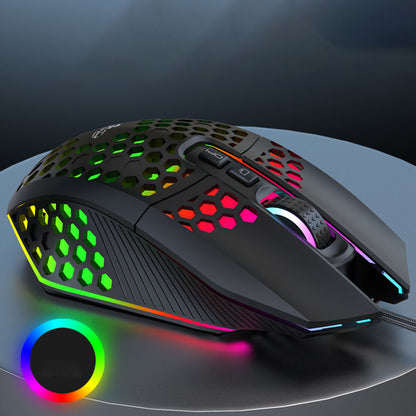 X801 Wired Mouse Hole Hollow Luminous Desktop Computer Notebook Office Game Competition 8000Dpi