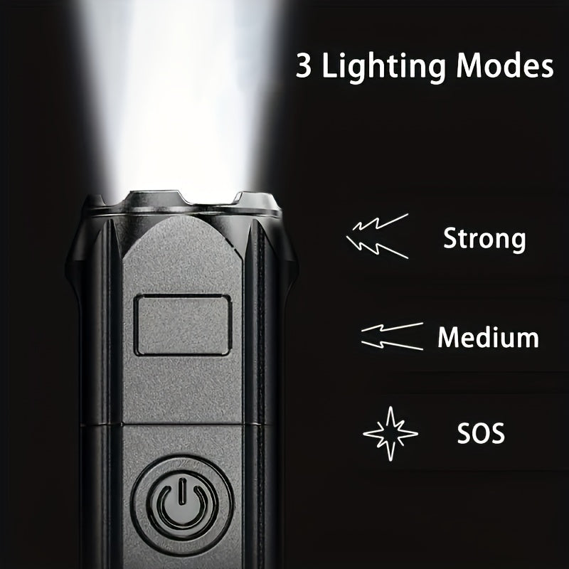 ANYICE 1pc 400Mah/800Mah Ultra Bright Zoomable Torch, Compact, Rechargeable Long Range IPX4 Durable LED Flashlight, Adjustable Zoom Light for Outdoor And Home Use