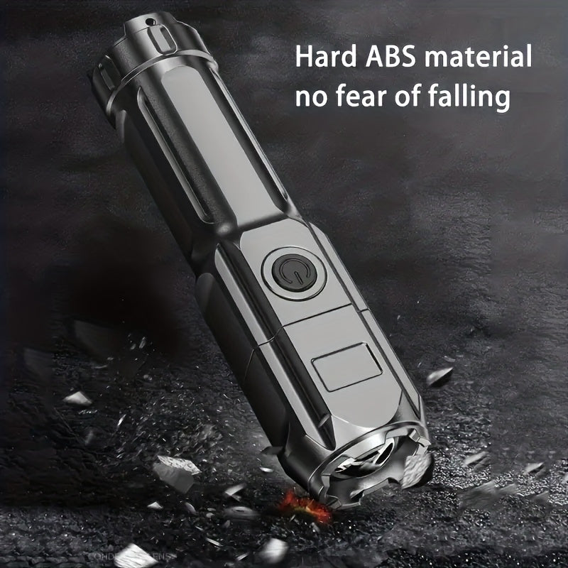 ANYICE 1pc 400Mah/800Mah Ultra Bright Zoomable Torch, Compact, Rechargeable Long Range IPX4 Durable LED Flashlight, Adjustable Zoom Light for Outdoor And Home Use
