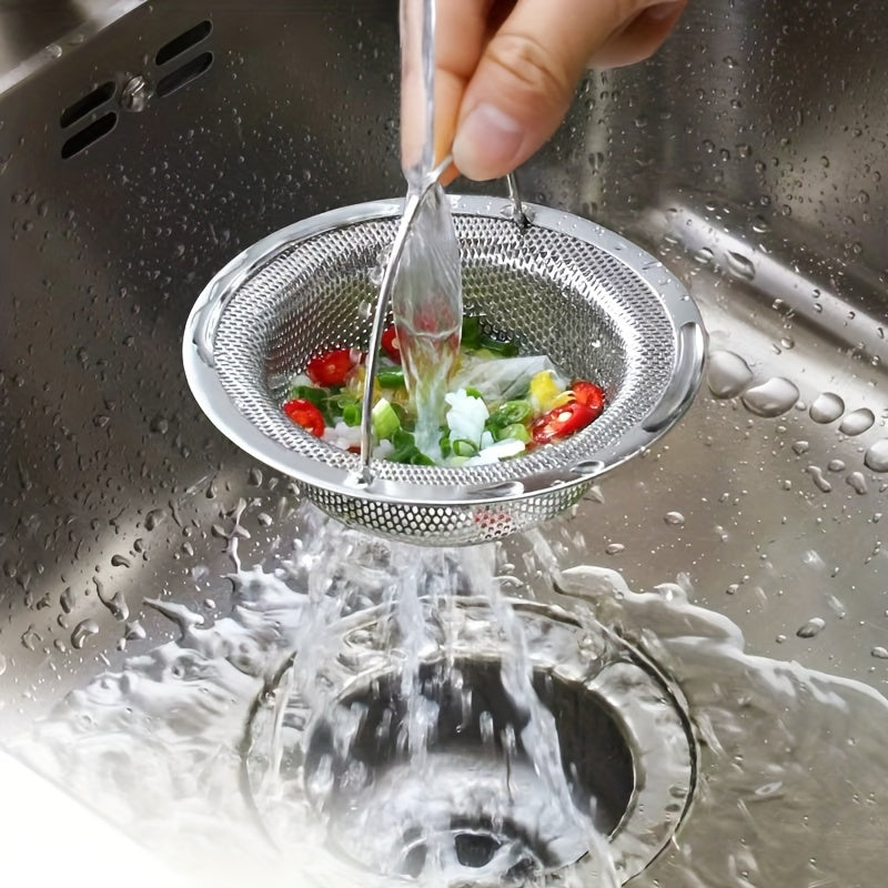 1-6pcs Stainless Steel Sink Strainer with Handle - Rust-Resistant Mesh Design, Suitable for Kitchen and Bathroom Sinks, Easy to Prevent Clogging, Perfect for Draining Fruits and Vegetables