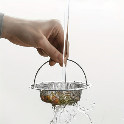1-6pcs Stainless Steel Sink Strainer with Handle - Rust-Resistant Mesh Design, Suitable for Kitchen and Bathroom Sinks, Easy to Prevent Clogging, Perfect for Draining Fruits and Vegetables