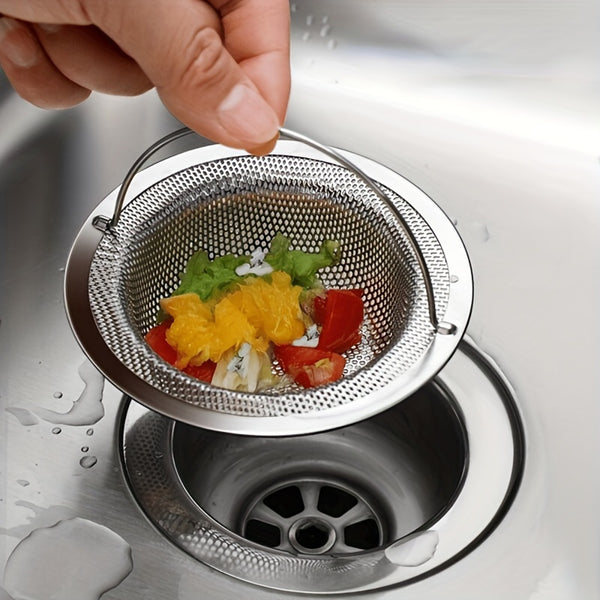 1-6pcs Stainless Steel Sink Strainer with Handle - Rust-Resistant Mesh Design, Suitable for Kitchen and Bathroom Sinks, Easy to Prevent Clogging, Perfect for Draining Fruits and Vegetables