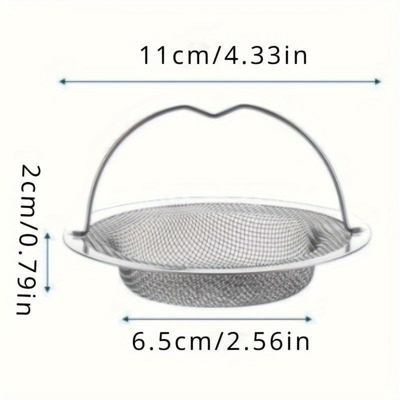 1-6pcs Stainless Steel Sink Strainer with Handle - Rust-Resistant Mesh Design, Suitable for Kitchen and Bathroom Sinks, Easy to Prevent Clogging, Perfect for Draining Fruits and Vegetables