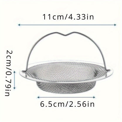 1-6pcs Stainless Steel Sink Strainer with Handle - Rust-Resistant Mesh Design, Suitable for Kitchen and Bathroom Sinks, Easy to Prevent Clogging, Perfect for Draining Fruits and Vegetables