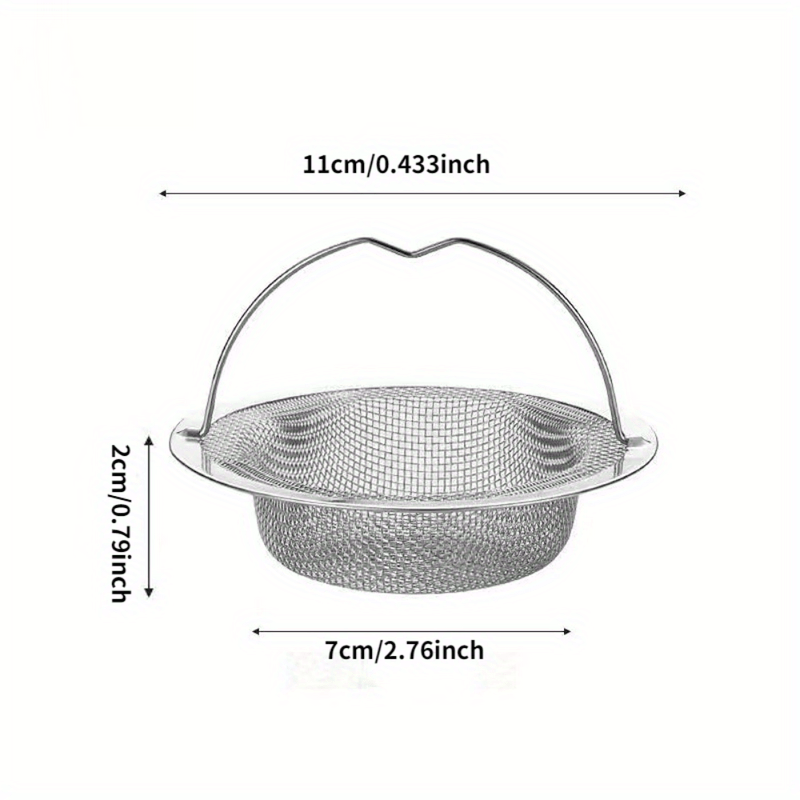 1-6pcs Stainless Steel Sink Strainer with Handle - Rust-Resistant Mesh Design, Suitable for Kitchen and Bathroom Sinks, Easy to Prevent Clogging, Perfect for Draining Fruits and Vegetables