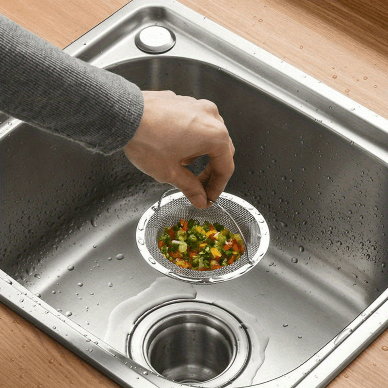 1-6pcs Stainless Steel Sink Strainer with Handle - Rust-Resistant Mesh Design, Suitable for Kitchen and Bathroom Sinks, Easy to Prevent Clogging, Perfect for Draining Fruits and Vegetables