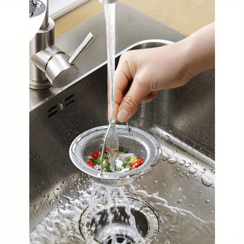 1-6pcs Stainless Steel Sink Strainer with Handle - Rust-Resistant Mesh Design, Suitable for Kitchen and Bathroom Sinks, Easy to Prevent Clogging, Perfect for Draining Fruits and Vegetables