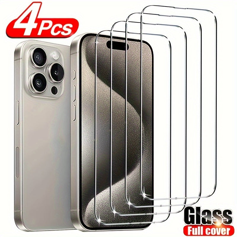 [4pcs HD Tempered Glass] 4pcs HD Tempered Glass Screen Protection for iPhone 11 12 13 14 15 16 17 Pro 13 14 15 16 17 Pro Max 17 Air 16e 14 15 16 Plus Protective Glass Film