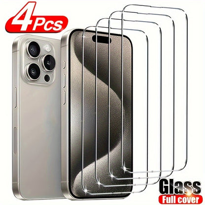 [4pcs HD Tempered Glass] 4pcs HD Tempered Glass Screen Protection for iPhone 11 12 13 14 15 16 17 Pro 13 14 15 16 17 Pro Max 17 Air 16e 14 15 16 Plus Protective Glass Film