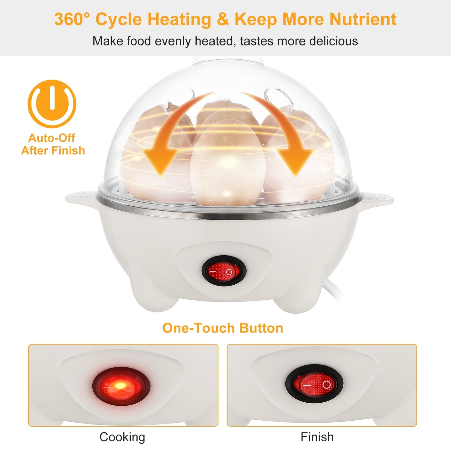 1Pc Electric Egg Cooker 7-Capacity Hard-Boiled Egg Maker
