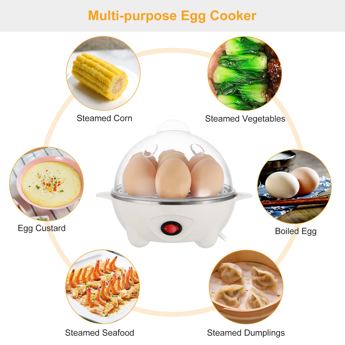 1Pc Electric Egg Cooker 7-Capacity Hard-Boiled Egg Maker