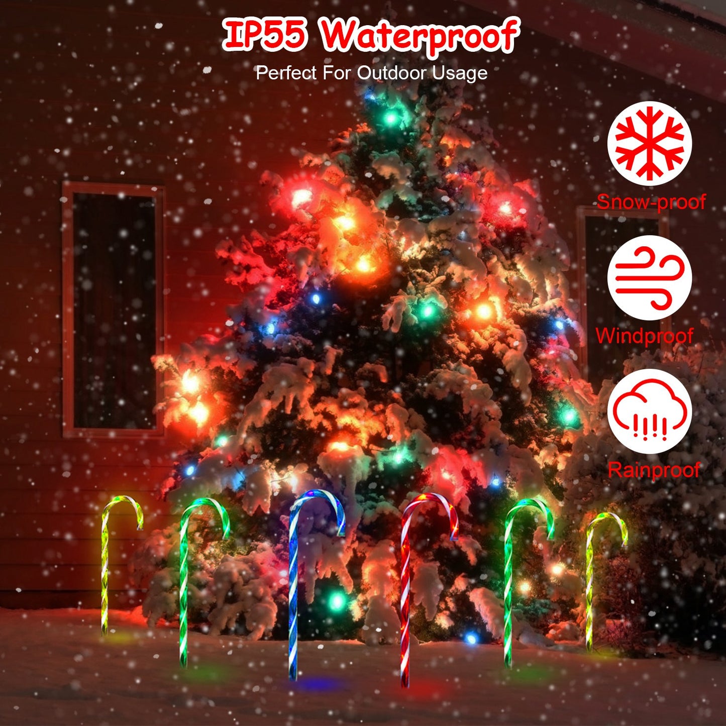 Solar Christmas Candy Cane Light IP55 Waterproof Stake Light Lamp For Patio Yard Garden Pathway Outdoor Christmas Decorative Light