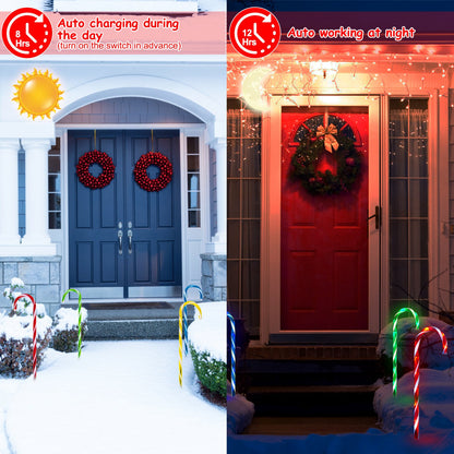 Solar Christmas Candy Cane Light IP55 Waterproof Stake Light Lamp For Patio Yard Garden Pathway Outdoor Christmas Decorative Light