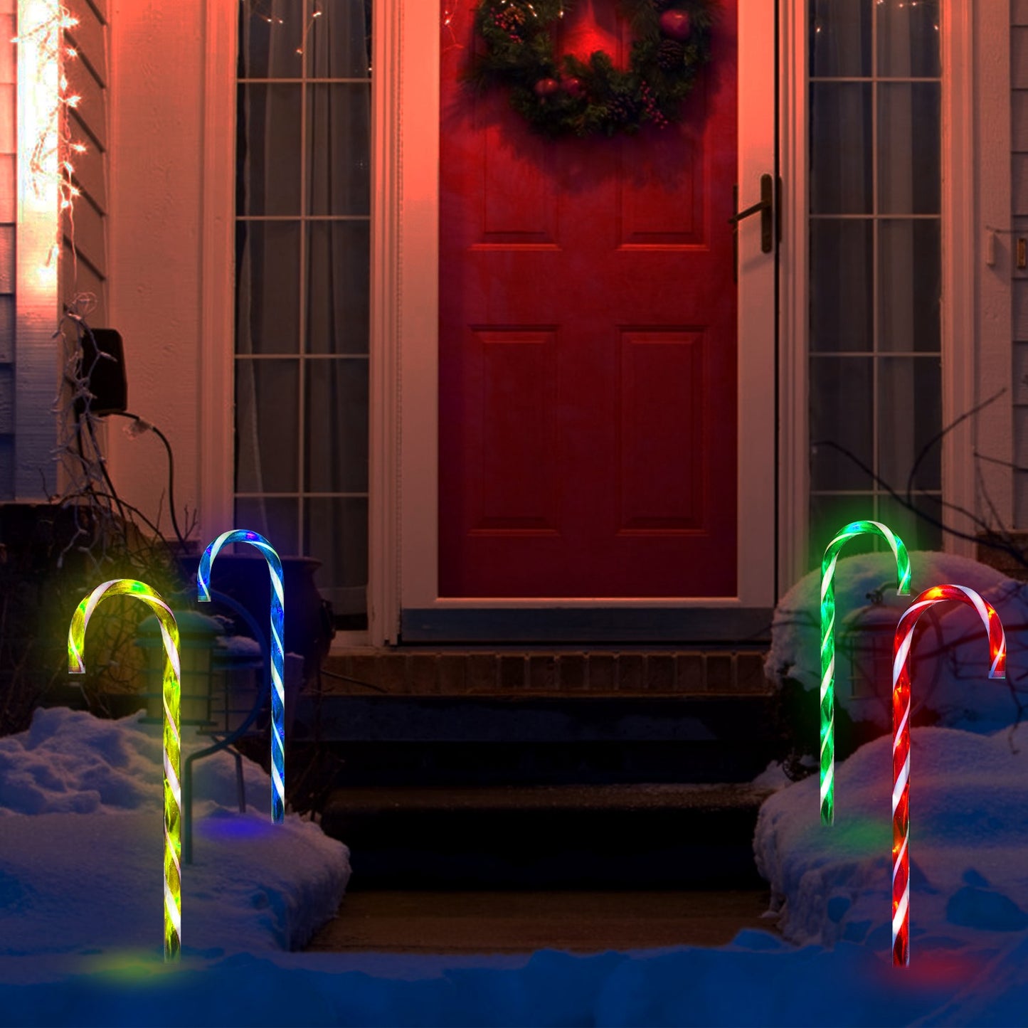 Solar Christmas Candy Cane Light IP55 Waterproof Stake Light Lamp For Patio Yard Garden Pathway Outdoor Christmas Decorative Light