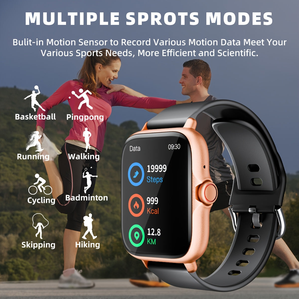 1.83'' Full Touch Screen Smart Watch • Message Alerts, Call Answering • Sports Pedometer, Health Monitoring • Compatible with iPhone/Android • Alloy Body, Silicone Strap • DESERTCAT - Ideal Gift for Birthdays