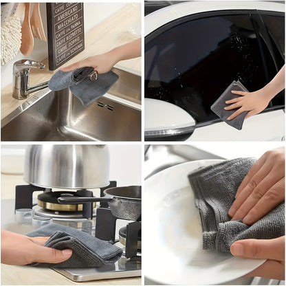 20-Pack Microfiber Cleaning Cloths for Kitchen, Ultra-Soft & Absorbent, Light Gray Square Towels - Machine Washable, Stain-Removing for Glass, Countertops, Dishes & More