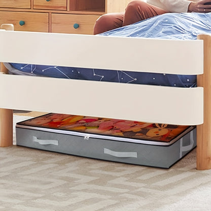 Under-Bed Storage Box with Flip-Top Lid - Durable Non-Woven Fabric Organizer for Blankets, Clothes & Bedding | Multi-Purpose Space-Saving Design, Dust-Resistant Contemporary Bedside Storage Solution, Bedroom Organizers And St