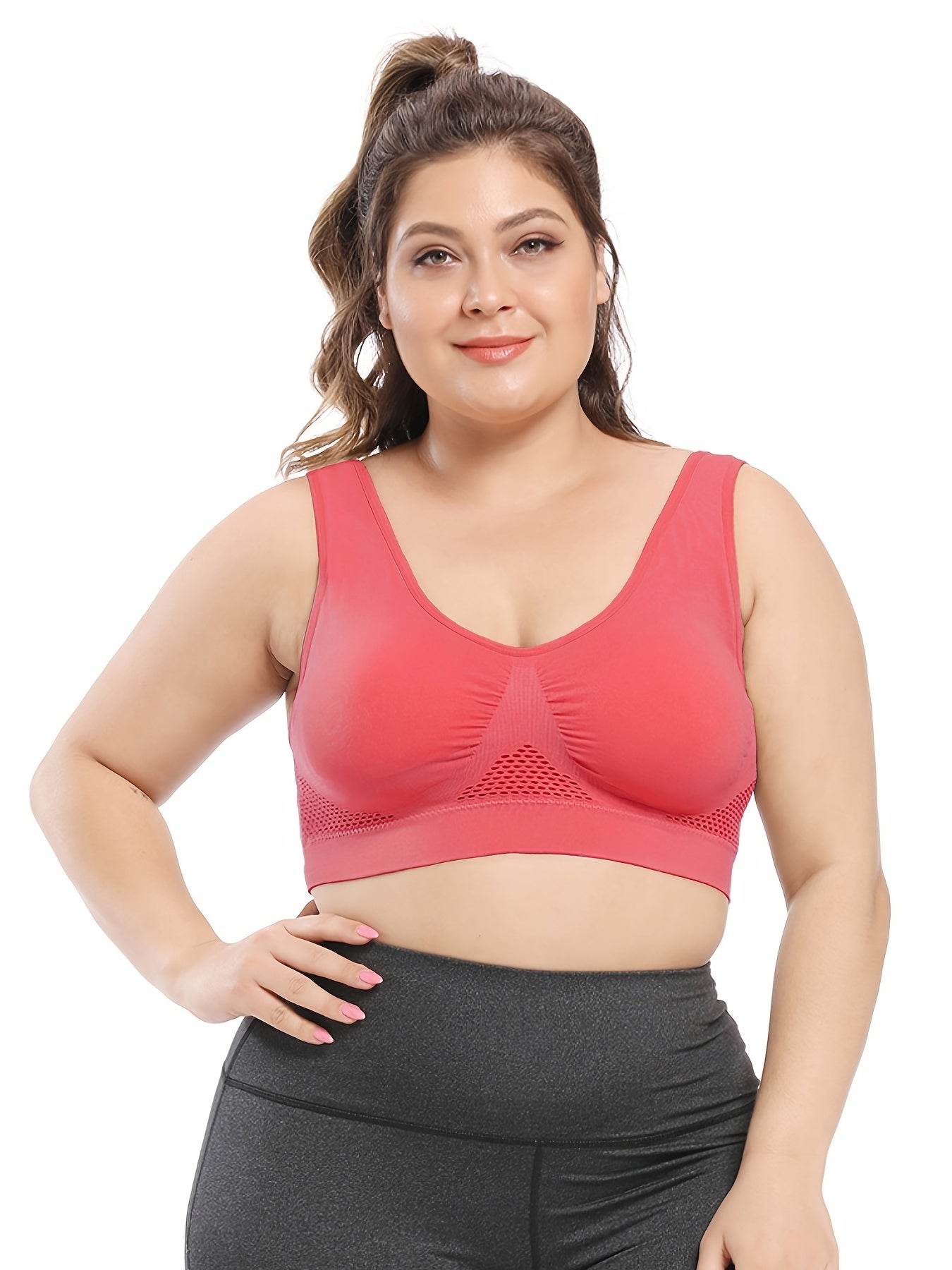 Plus Size Sports Bras for Women Seamless Bra with Pads Big Size Bralette Push Up Brassiere Bra Vest