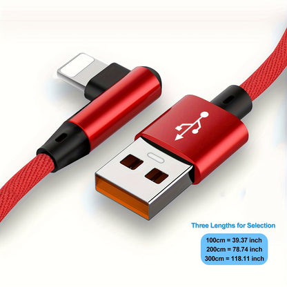 [Fast L-Shaped USB Cable] Fast Charging L-Shaped USB Cable for iPhone 14, 13, 12, 11, X, 8, 7, 7 Plus, 6, 6S, 5 and iPad