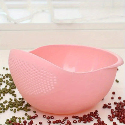 1pc Multi-Functional Kitchen Washing Basket Basin - Food-Safe Plastic with Drain Holes for Efficient Draining, Rinsing Rice, Vegetables & Fruits - Space-Saving Design for Small Kitchens & Dishwashing