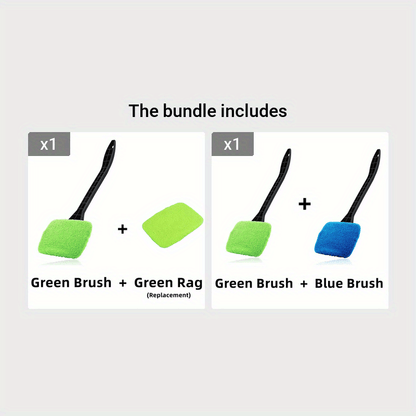 Windshield Cleaning Brush Kit • Long Handle Interior Car Glass Wiper • Plastic Material