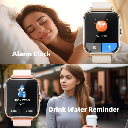 1.83'' Full Touch Screen Smart Watch • Message Alerts, Call Answering • Sports Pedometer, Health Monitoring • Compatible with iPhone/Android • Alloy Body, Silicone Strap • DESERTCAT - Ideal Gift for Birthdays