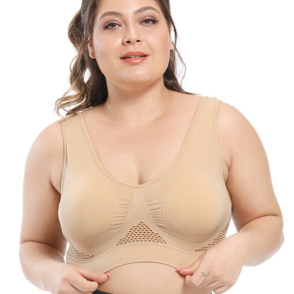 Plus Size Sports Bras for Women Seamless Bra with Pads Big Size Bralette Push Up Brassiere Bra Vest