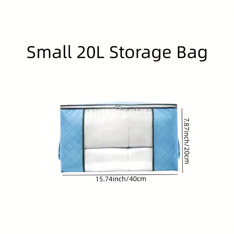 [Large Storage Bag] Large Non-Woven Fabric Clothes Storage Organizer Bag | Clear View Window & Secure Zipper Closure | Multi-Purpose Garment Protector for Blankets, Comforters, Seasonal Clothing Storage, Under-Bed Storage