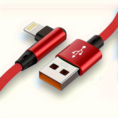 [Fast L-Shaped USB Cable] Fast Charging L-Shaped USB Cable for iPhone 14, 13, 12, 11, X, 8, 7, 7 Plus, 6, 6S, 5 and iPad