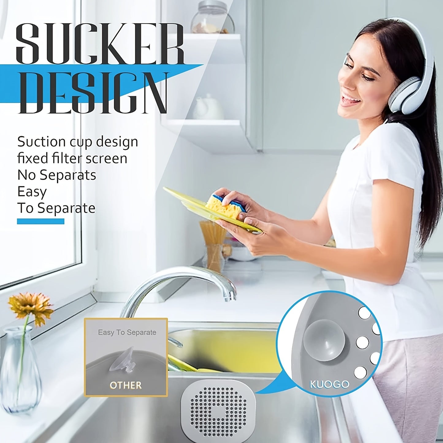 5pcs/3pcs/1pc Silicone Hair Filter | Bathtub and Shower Floor Drain Plug, Kitchen Deodorant Plug, Anti-Clogging Sink Filter