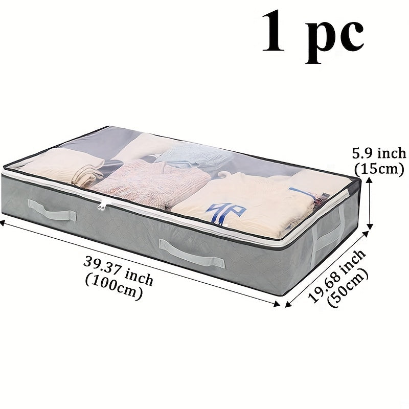 Under-Bed Storage Box with Flip-Top Lid - Durable Non-Woven Fabric Organizer for Blankets, Clothes & Bedding | Multi-Purpose Space-Saving Design, Dust-Resistant Contemporary Bedside Storage Solution, Bedroom Organizers And St